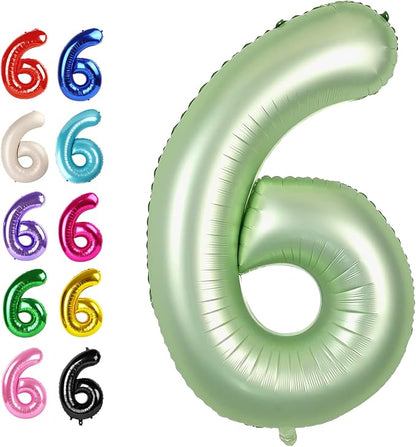 Oliver Green Number 6 Balloon 40 inch, Birthday Party Balloons Decorations | by Upgesy