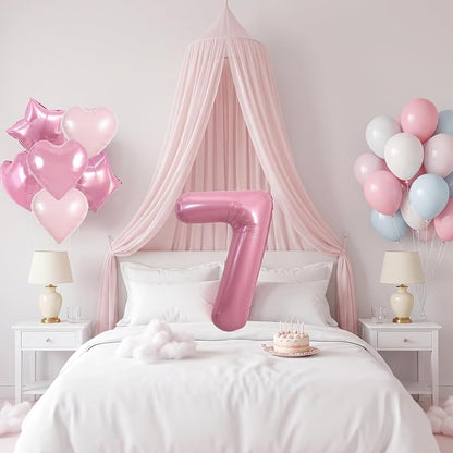 TONIFUL 7th Birthday Balloons Kit 40 Inch Pink Large Number 7 Foil Balloon | - Image 6