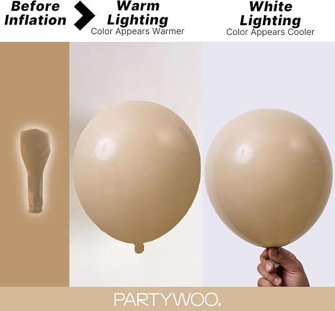 PartyWoo Cream Balloons 152 pcs Different Sizes of 18 12 10 5 Inch Beige Ivory - Image 3