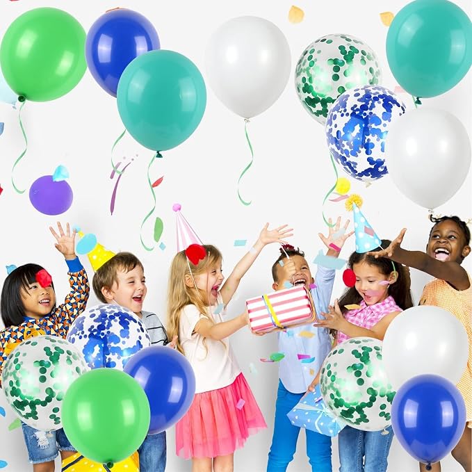 50Pcs Blue Green Balloons 12inch Light Green Blue Vintage Confetti Balloon - Image 7