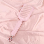 Retractable Air Cushion Massage Comb for Woman, Comfortable Self-Cleaning Detangling Hair Clean Brush with Pull Ring Anti-Static Comb for All Hair Types (Pink)