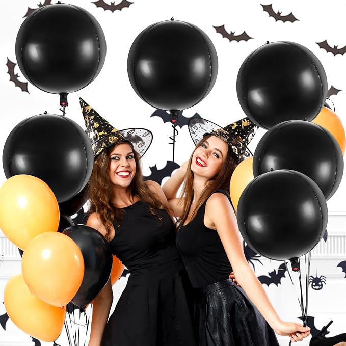 Metallic Black Balloons, 22 Inch Large Sphere Round Balloons - Image 4