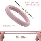 60 Pcs 2 Inch Neutrals No Damage Hair Ties for Women Thick Hair, Large Soft Seamless Nylon Fabric Ponytail Holders Elastics Band for Women
