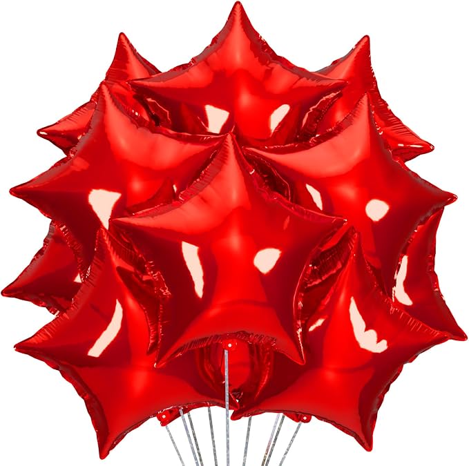 25Pcs Red Star Shaped Balloons 18Inch Foil Mylar Balloon Helium | or Birthday by Unknown