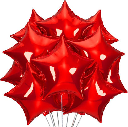 25Pcs Red Star Shaped Balloons 18Inch Foil Mylar Balloon Helium | or Birthday by Unknown
