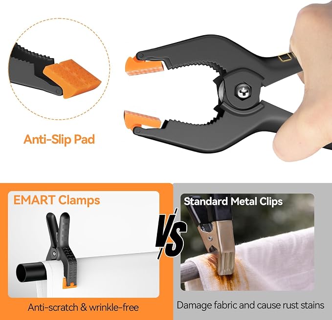 EMART 6 Pack Heavy Duty Spring Clamps, 4.5 inch Plastic Photo Booth Backdrop - Image 7