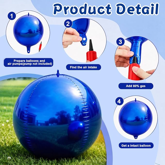 6 Pcs Giant Metallic Party Balloons, Birthday Wedding Bridal Baby Shower Party - Image 3