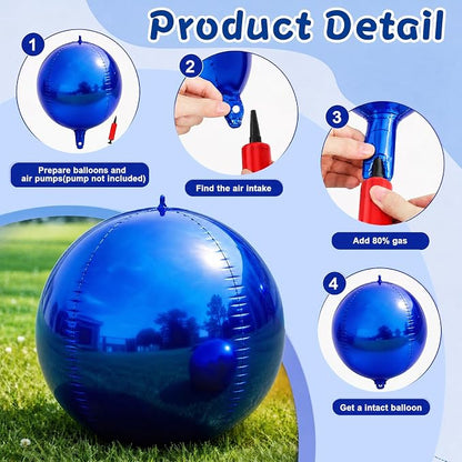6 Pcs Giant Metallic Party Balloons, Birthday Wedding Bridal Baby Shower Party - Image 3