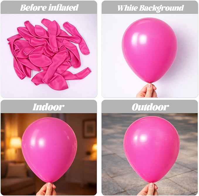 Voircoloria 130pcs Hot Pink Balloons Garland Arch Kit, 18 12 10 5 Inch | - Image 3