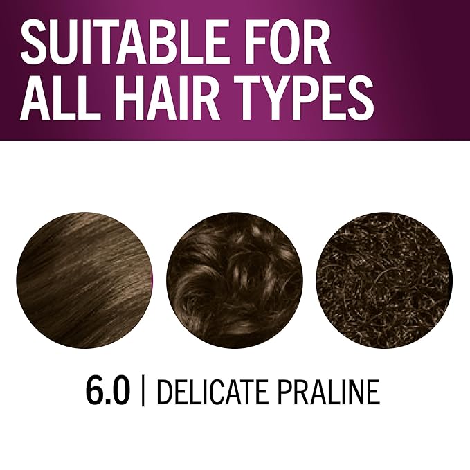 Schwarzkopf Keratin Permanent Hair Dye Cream, 6.0 Delicate Praline, Professional Quality Color for Up to 100% Gray Coverage, Bond Enforcing System