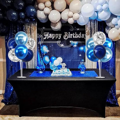 TONIFUL 4 Set Metallic Blue Silver Balloon Stand Balloon Centerpiece Table | - Image 6