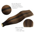 WENNALIFE Tape in Hair Extensions Human Hair, 20pcs 50g 14 inch Natural Black Mixed Chestnut Brown Remy Hair Extensions Straight Human Hair Tape in Extensions Skin Weft Tape Extensions Human Hair