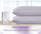 California Design Den King Size Pillow Cases Set of 2-1000 Thread Count, Soft and Smooth Sateen Weave, 100% Cotton Pillow Cover, Thick and Durable - Lavender Grey