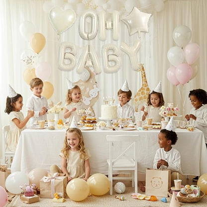 TONIFUL 16 Inch Cream White OH BABY Letter Balloon, OH BABY Ivory White - Image 6