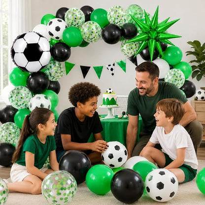 Soccer Balloons for Sports Party Decor | 12 Inch Black Green Soccer Printed - Image 6