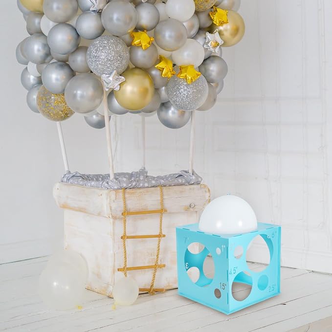 Auihiay 14 Holes Balloon Sizer Cube, Plastic Blue Balloon Sizer | Balloon Size - Image 6