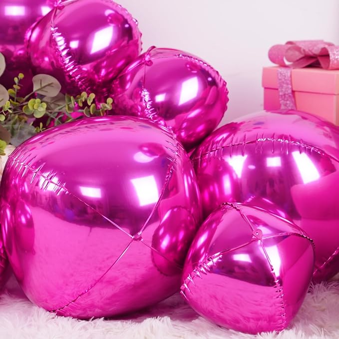 12Pcs Hot Pink Round Foil Balloons, Metallic Pink Foil Balloon - Image 4