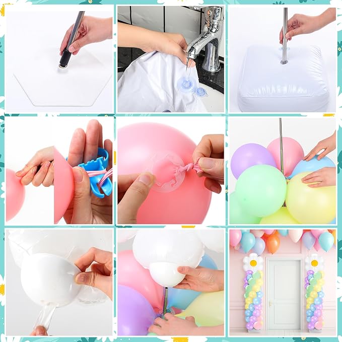 Kasyat 2 Sets Daisy Pastel Party Balloon Column Stand Kit, Adjustable Groovy - Image 5