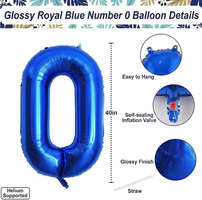 Navy Blue Number 0 Balloon 40 Inch, Foil Oval Numeral Refined Event Decor | - Image 4