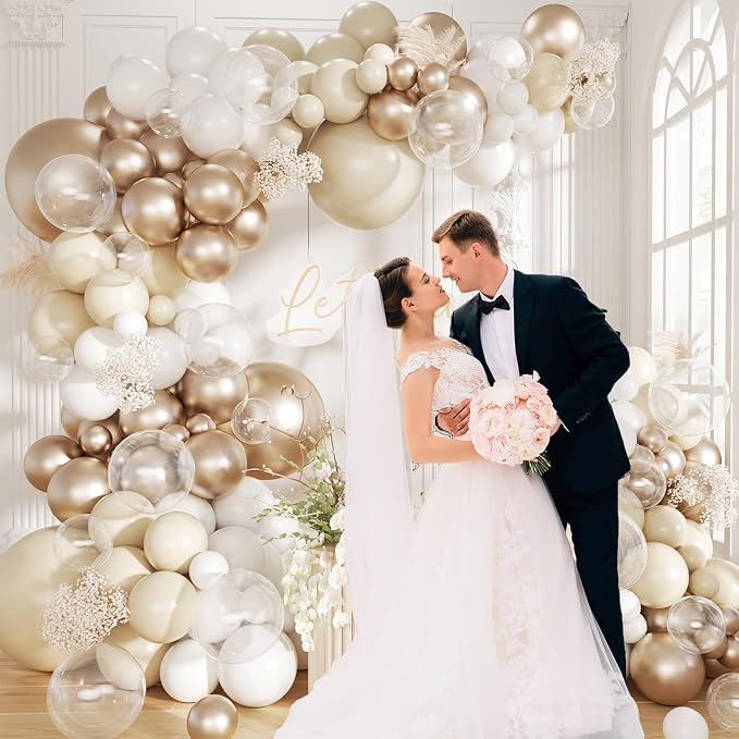 White Sand Metallic Champagne Gold Balloons Garland Arch Kit - Image 6