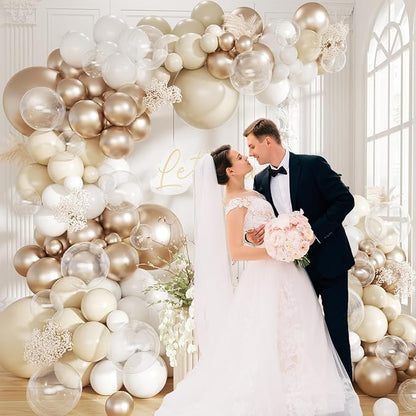 White Sand Metallic Champagne Gold Balloons Garland Arch Kit - Image 6