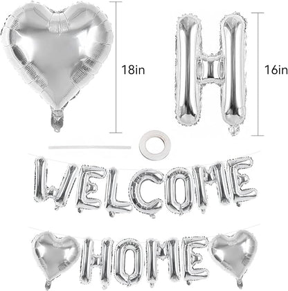 TONIFUL Silver Welcome Home Balloon Set – 16 Inch Mylar Foil Letter Balloons - Image 2