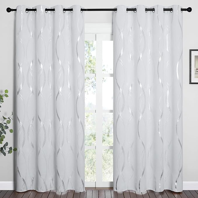 NICETOWN Greyish White Room Darkening Curtains - Image 2