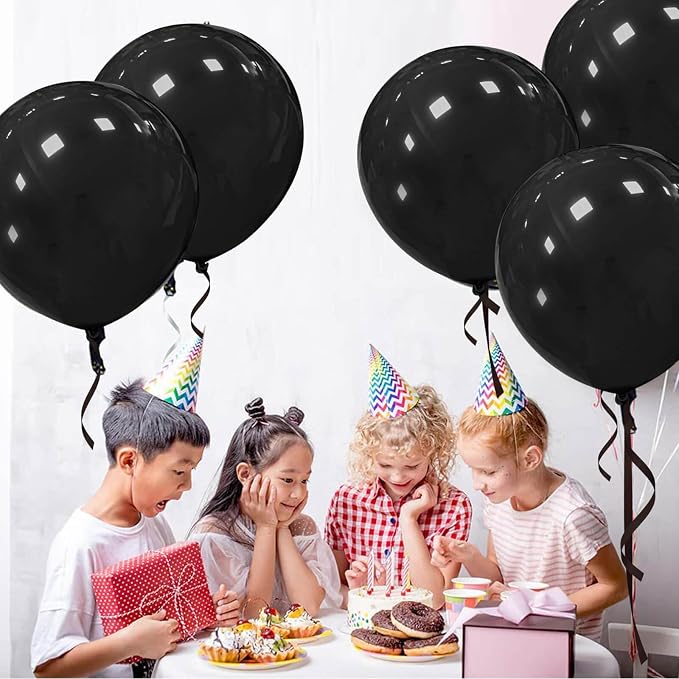 18 Inch Black Balloons 12 Pack Large Latex Party Balloons | Round Helium Balloon - Image 8
