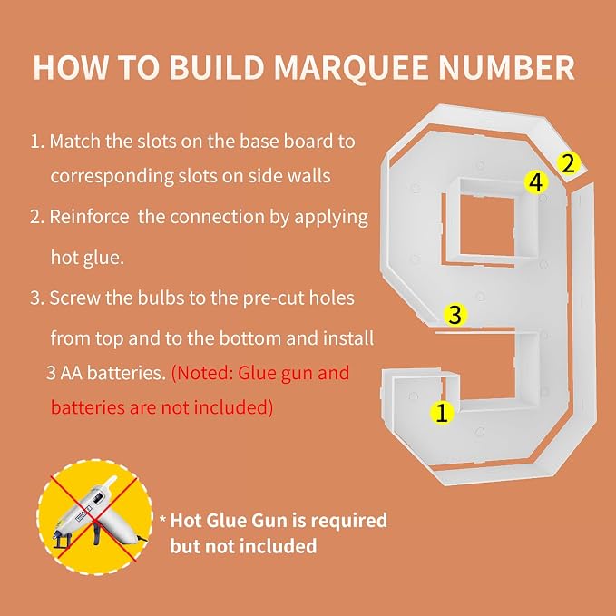 3FT Light Up Numbers Letters, Mosaic Numbers - Image 4