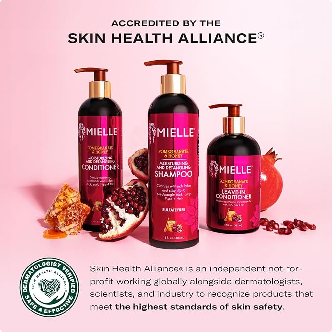 Mielle Organics Pomegranate & Honey Curl Cream - Coil & Curl Defining Hair Cream for Type 4 Hair - Hydrates, Controls Frizz, Conditions & Adds Shine (12 Fl Oz)