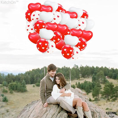 KatchOn Red and White Balloons 12 Inch, Heart Decorations, Romantic Decorations - Image 9