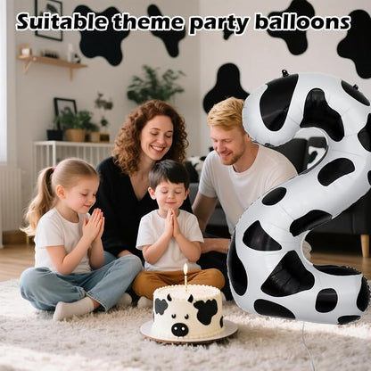 40 Inch Cow Print Number 2 Balloons, Birthday Party Aluminum Foil Balloon - Image 4
