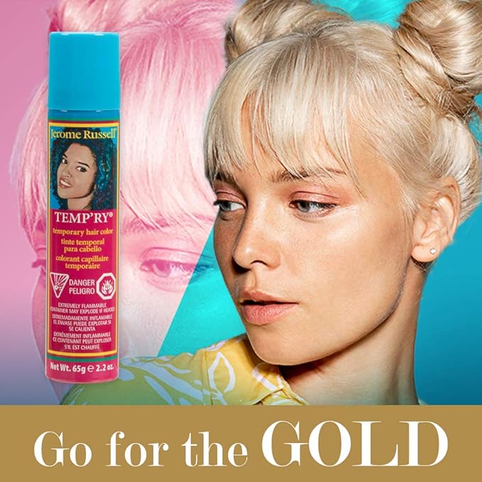 Jerome Russell Temp'ry Spray-on Gold Hair Color, Non-Permanent, Easy to Apply and Wash Off, 2.2 ounce, 3-pack