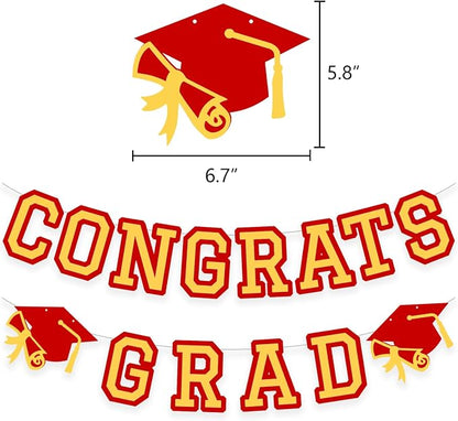 Congrats Grad Banner Graduation Party Banner Decoration Hanging Garland High - Image 2