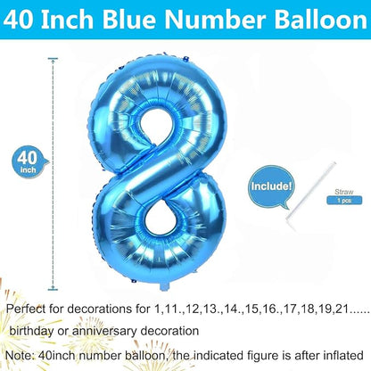 40 inch Blue Number Balloon Giant Foil Helium Balloons Blue Number 8 Balloon - Image 2