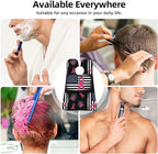 Ultimate Shaving Bib, Beard Trimming Apron with Hair Catcher, Breast Cancer Awareness Ribbon American Flag Black