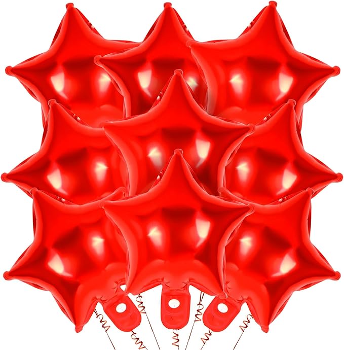 50 Pcs Star Balloons, 10 Inch Red Star Foil Balloons, Stars Shaped Balloon by YOTHORN