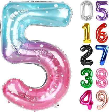Starry Sky Number 5 Balloon 40 Inch, 5th Birthday Decorations Men Women | Foil by IWERP