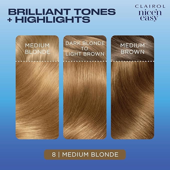 Clairol Nice'n Easy 8 Medium Blonde Permanent Hair Dye & Root Touch-Up Multi-Pack Bundle