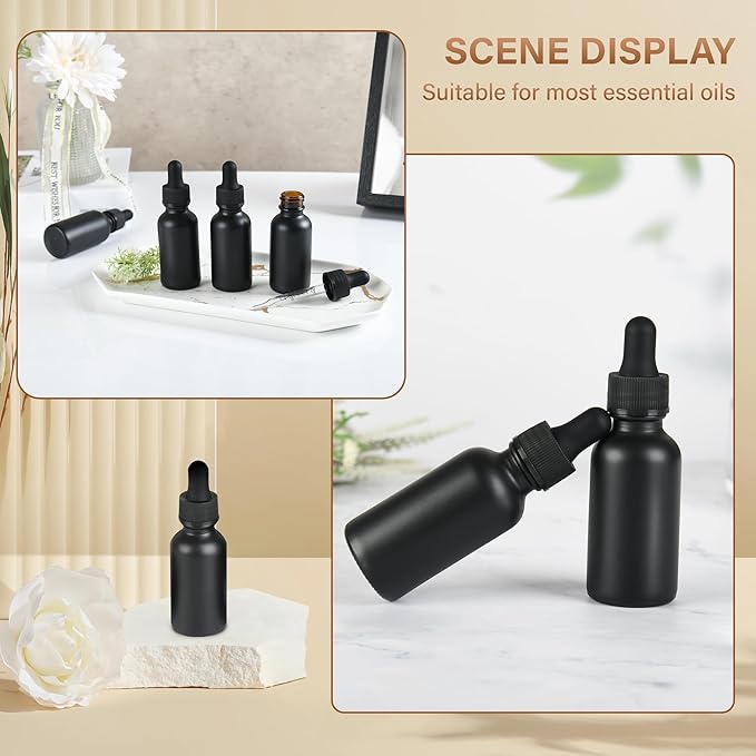 6 Pcs, 1oz Dropper Bottle, Black Glass Eye Dropper Bottle, Tincture Bottles with Dropper, Pretty Finish, Leak-Proof Design, Stronger Suction for All Kinds of Mixed Liquids