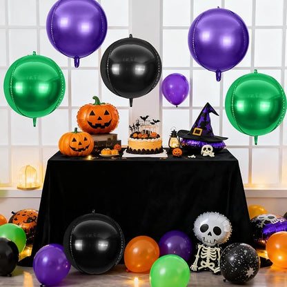 6Pcs Black Green Purple Round Foil Balloons, Giant 4D Round Ball Balloon - Image 3