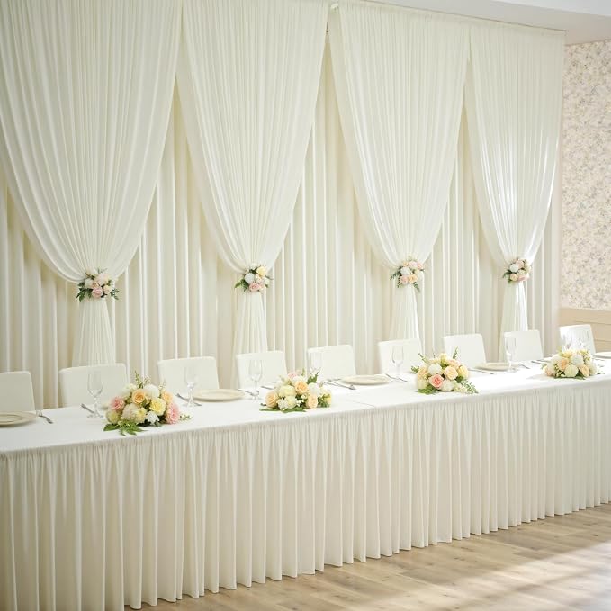50×12ft Wrinkle Free Ivory Backdrop Curtain - Image 6