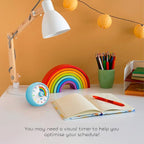 Visual Timer for Kids, 60-Minute Countdown for Classroom Office Kitchen, Desk Timer Kids Time Management Tools with Silent Operation, Pomodoro Timer Rainbow Pattern(Blue)
