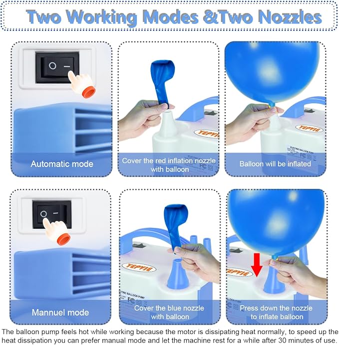 Electric Balloon Pump, Portable 2 Modes Balloon Blower Machine - Image 3