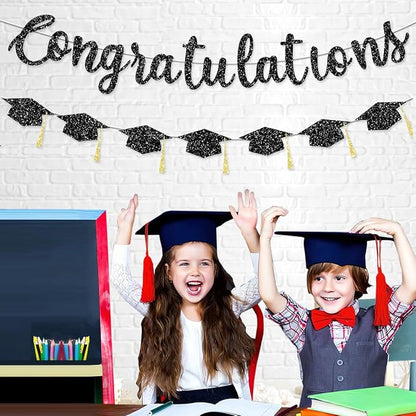 Pre Strung Congratulations Decorations Banner Graduation Class of 2026 Black - Image 2