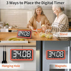 VOCOO Digital Kitchen Timer with 7.8” Extra Large Display, Magnetic LED, with 3 Brightness, 4 Alarms and 3 Volume Levels, Battery Powered Countdown Count Up Timer for Cooking, Classroom, Home Gym