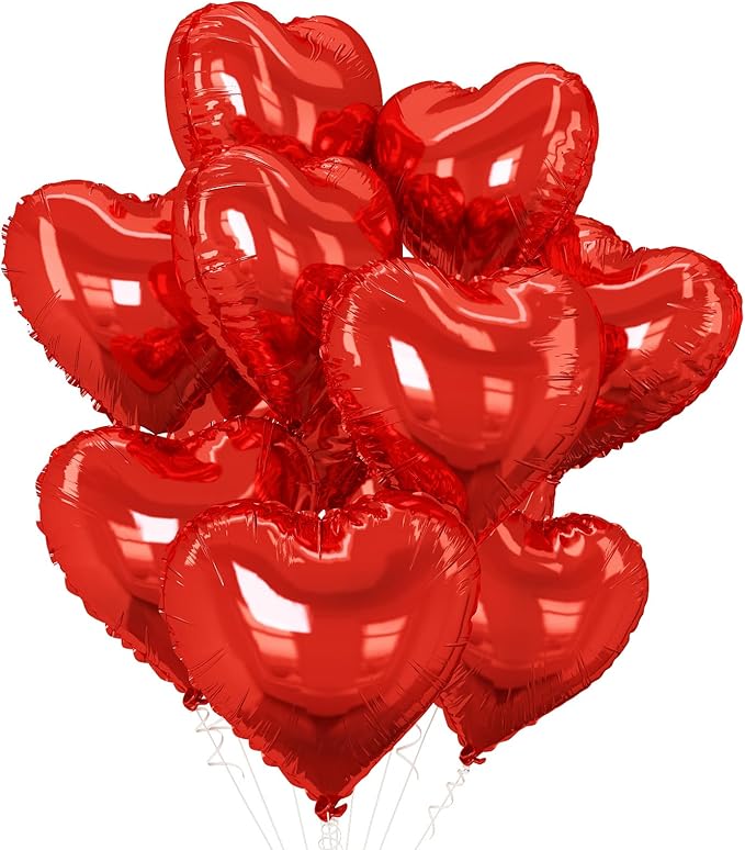 Red Heart Balloons, 18Inch Helium Polyester Film Balloon by GRESATEK