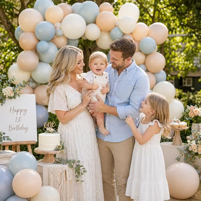 Dusty Blue Nude Sand Balloons, Double Stuffed Apricot Nude Balloon Slate Fog - Image 5