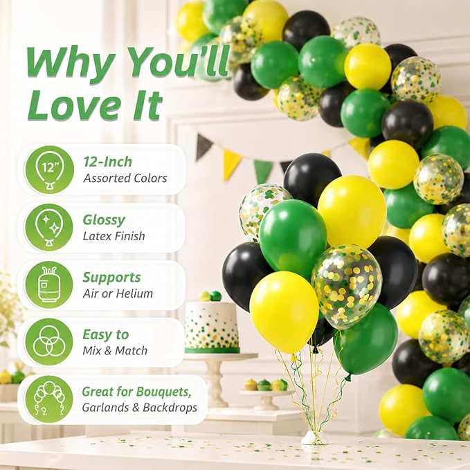Green and Yellow 12 Inch Tractor Balloons, Football Soccer Dark Green - Image 2