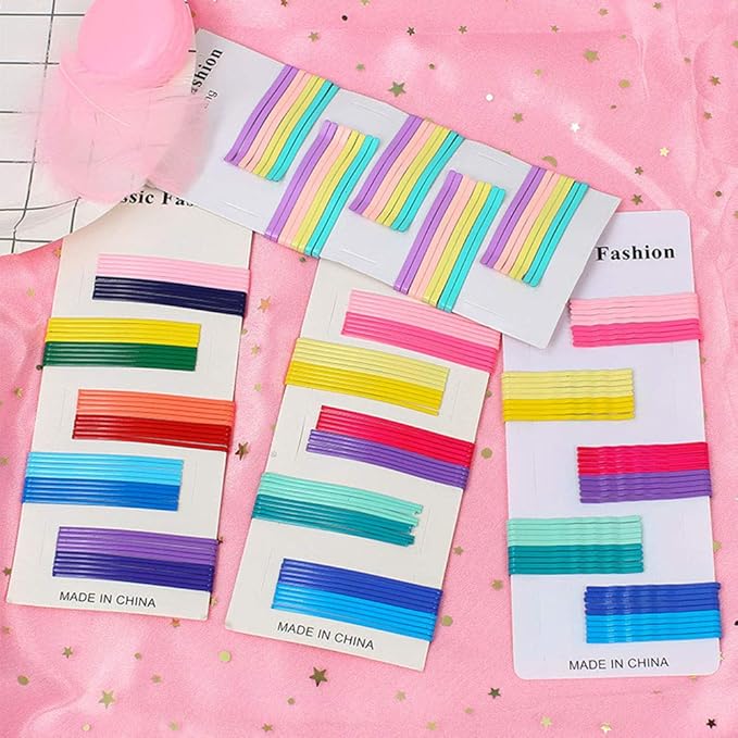 WHITEBRIDGE 50pcs Simple Colorful Rainbow Hair Bobby Pins Metallic Barrettes Hair Clips for Women Girls - Metallic Gradient Colorful Shiny Hairpins Bobby Pins Set